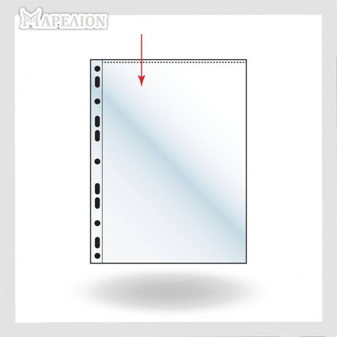 Clear plastic sheet with black holes and a red arrow pointing to it, branded 'Mapeion'.