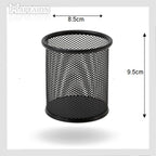 Metal Mesh Pen Holder Desk Organizer 9.5cm, Black & Silver - Μεταλλική Μολυβοθήκη Γραφείου - ΧΟΝΔΡΙΚΗ ΠΩΛΗΣΗ