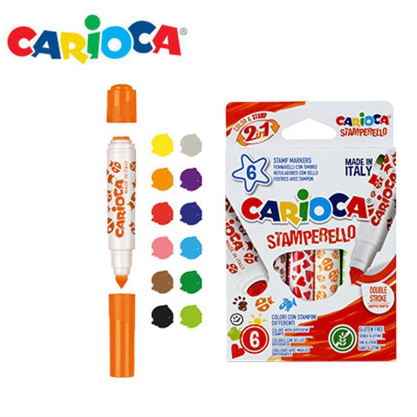 Μαρκαδόροι Carioca Stamperello set 6 διπλών χρωμάτων, Παιδικοί Μαρκαδόροι Ζωγραφικής