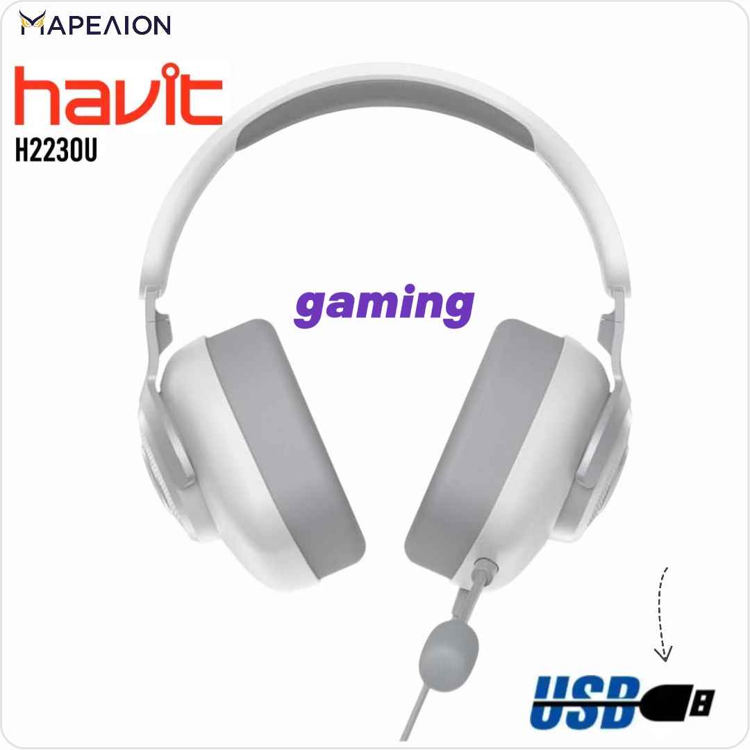 Havit Usb 7.1 Wired Gaming Headset 3D Surround Sound H2230U Gray/White ΑΚΟΥΣΤΙΚΑ ΜΕ ΣΥΡΜΑ ΓΙΑ ΚΟΝΣΟΛΕΣ ΚΑΙ ΠΑΙΧΝΙΔΙΑ