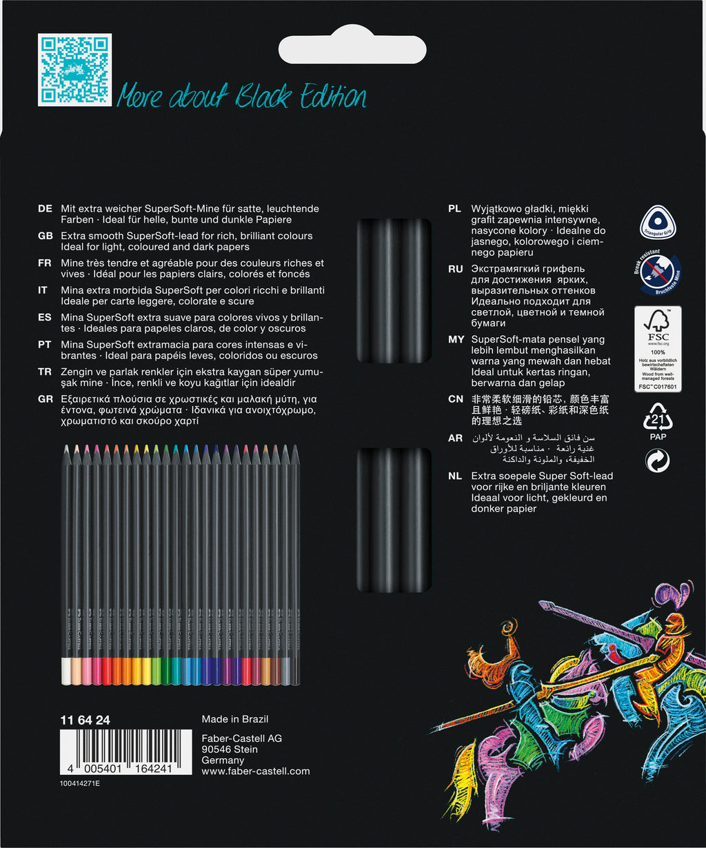 Faber-Castell Black Edition Colored Pencils 24Pcs - Ξυλομπογιές Μαύρο Κουτί 24 Τεμάχια