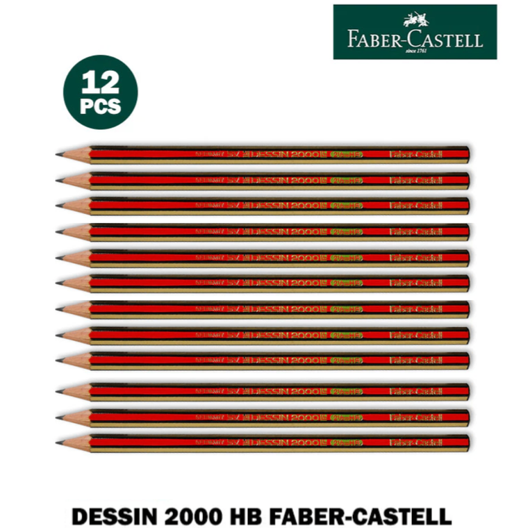 Set of 12 Faber-Castell Dessin 2000 HB pencils on a white background