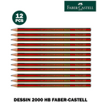 Set of 12 Faber-Castell Dessin 2000 HB pencils on a white background