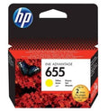 HP 655 yellow ink cartridge packaging with butterfly illustration