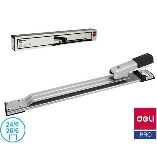 DELI 0334 Long Reach Metal Stapler 25 Sheets 14/6 26/6 - Μεγάλο Μακρύ Συρραπτικό