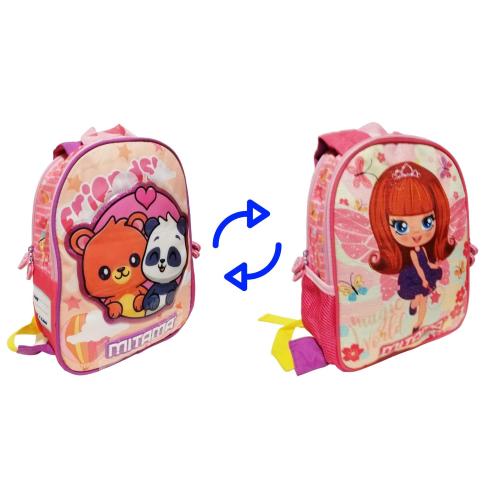 Mitama Spinny friends Backpack Unicorn & Sea Reversible 2 Compartments Toddler - Σχολική Τσάντα Πλάτης Νηπίου, Sea Διπλής Όψης 2 Θήκες