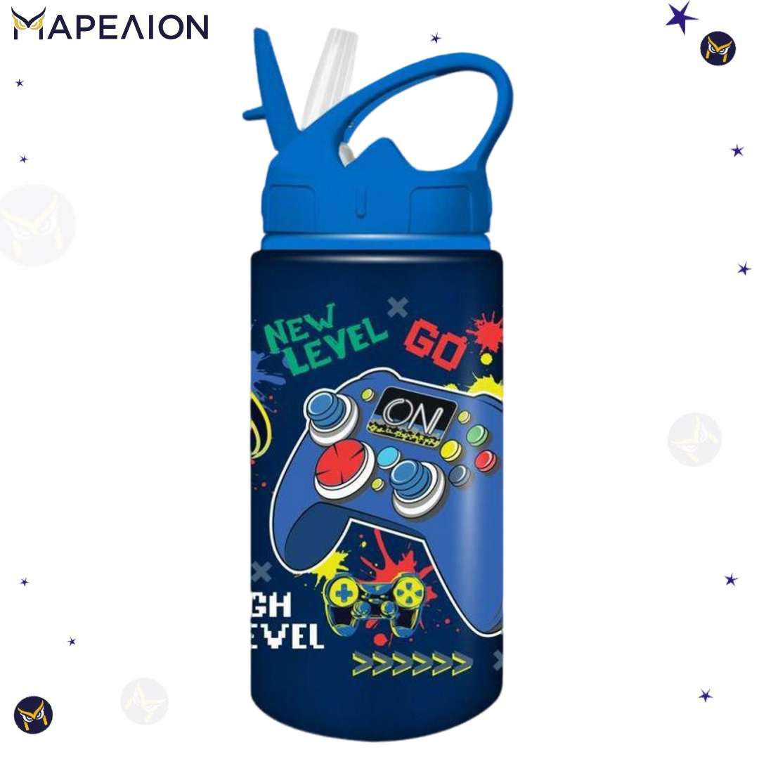 Must Παγούρι Αλουμινίου με Καλαμάκι 500ml - Παιδικό Παγούρι Aluminium Canteen Game Over