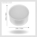 White ceramic cup with dimensions indicated on a white background