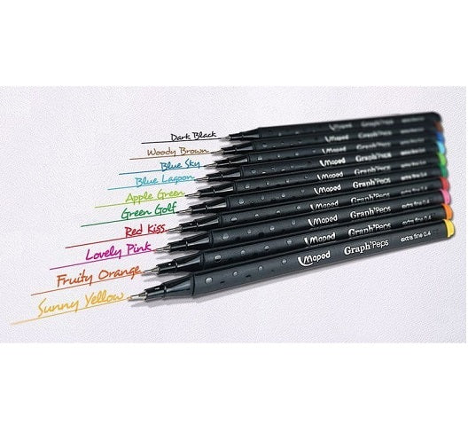 ΠΕΝΝΑΚΙΑ Maped 0.4mm Pack Of 10 Graph Peps Fine Liners Sketch Pens Multicolour ΖΩΓΡΑΦΙΚΗ
