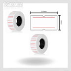Two rolls of label tape with dimensions on a white background