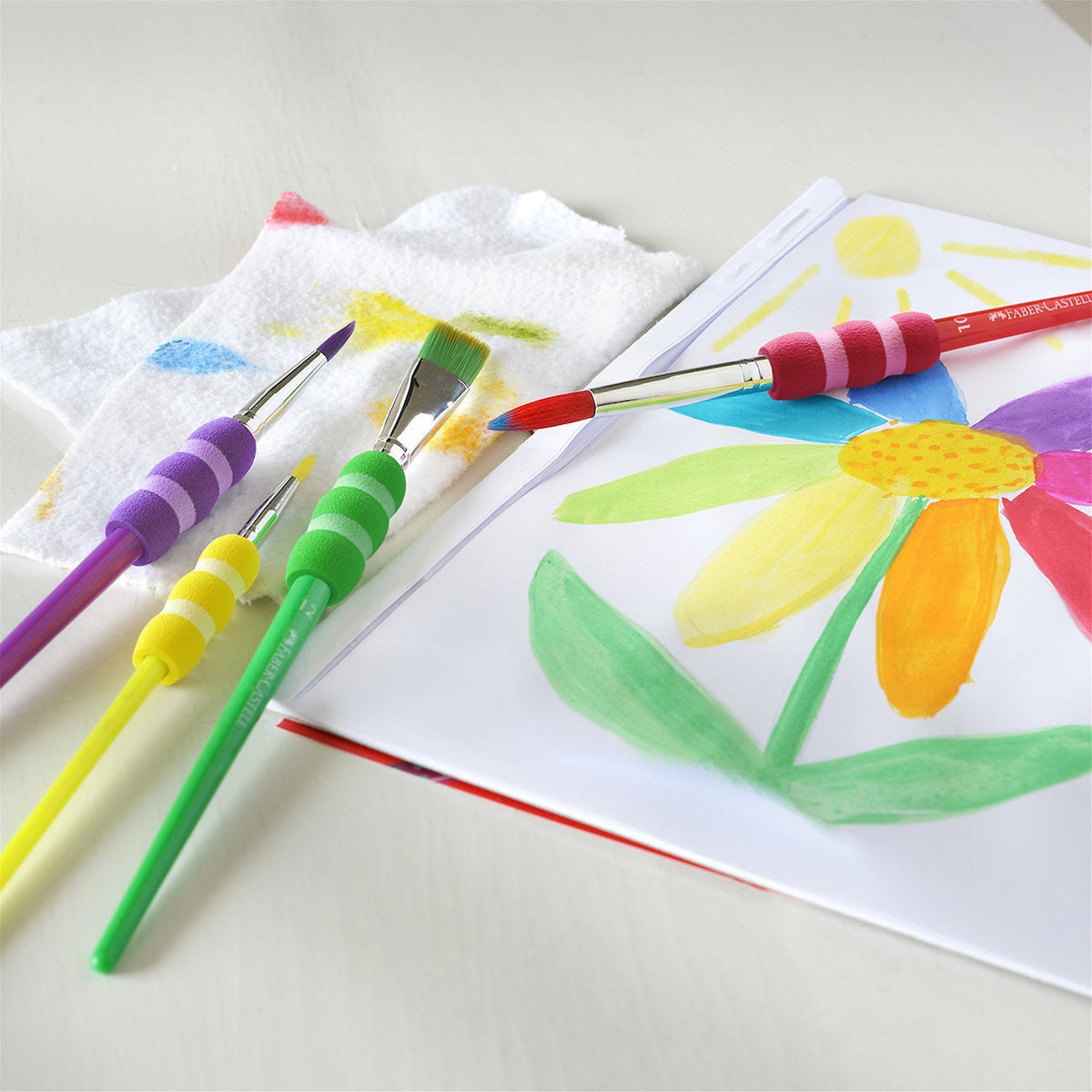 Faber-Castell Soft Grip Brush Set 4 Basic - Πινέλο Ζωγραφικής Φρουτάκια