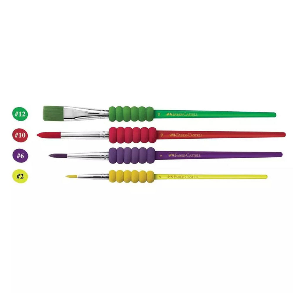 Faber-Castell Soft Grip Brush Set 4 Basic - Πινέλο Ζωγραφικής Φρουτάκια