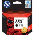 HP 650 ink cartridge packaging with red and black design
