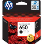 HP 650 ink cartridge packaging with red and black design