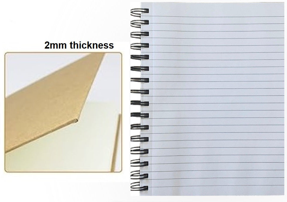 Kraft Spiral Notebook 150 Sheets 2mm Wired, A4 / A5 size - 2 Colors - Τετράδιο με Γραμμές, Σπίραλ Μαύρο / Ασπρο