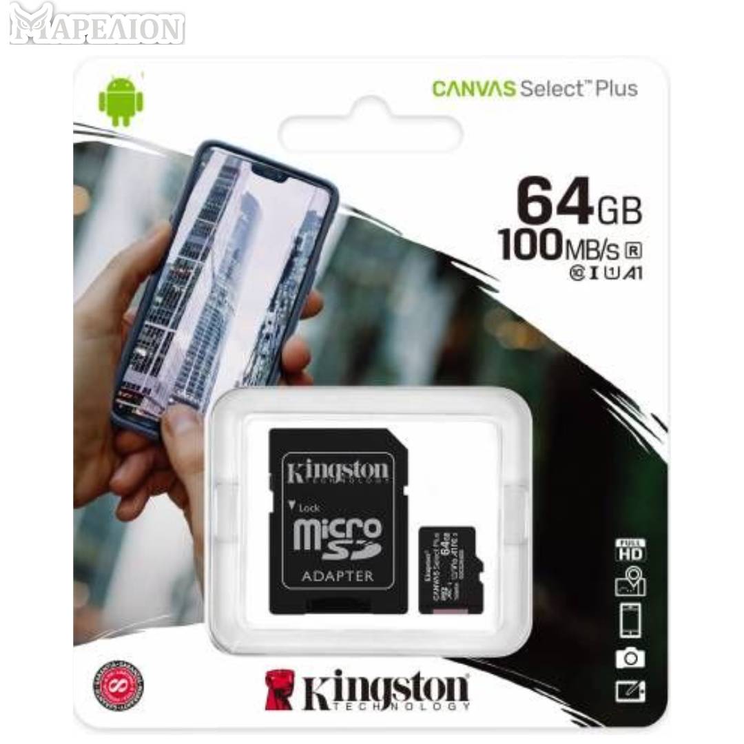 KINGSTON Micro SD CARD 64GB Canvas Select Plus Memory Card + Adapter