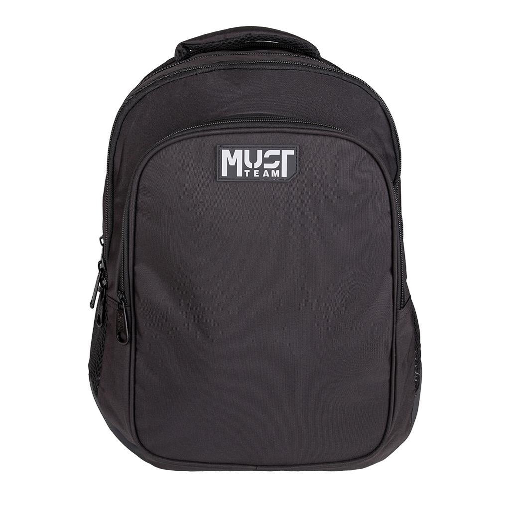 Must Teen Backpack BLACK, 4 Compartments - Σχολική Τσάντα Πλάτης Εφήβων 4 Θήκες