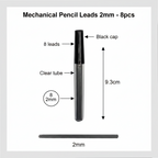 Mechanical Pencil Leads 2mm 8pcs - Μύτες Μηχανικού μολυβιού - Μολυβόπεννας