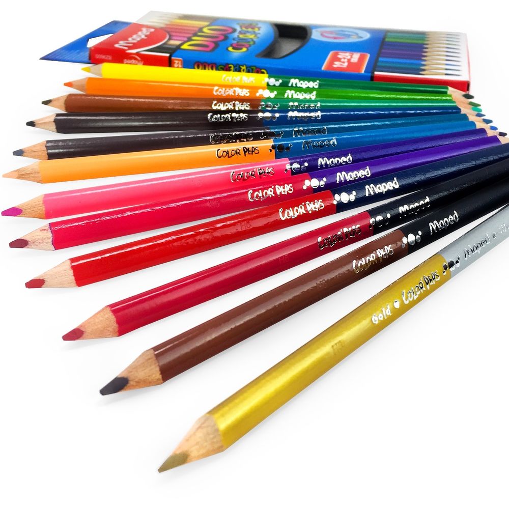 Dual Color Colouring Pencils 12pcs - Διπλά Χρωματιστά Μολύβια διπλής όψης