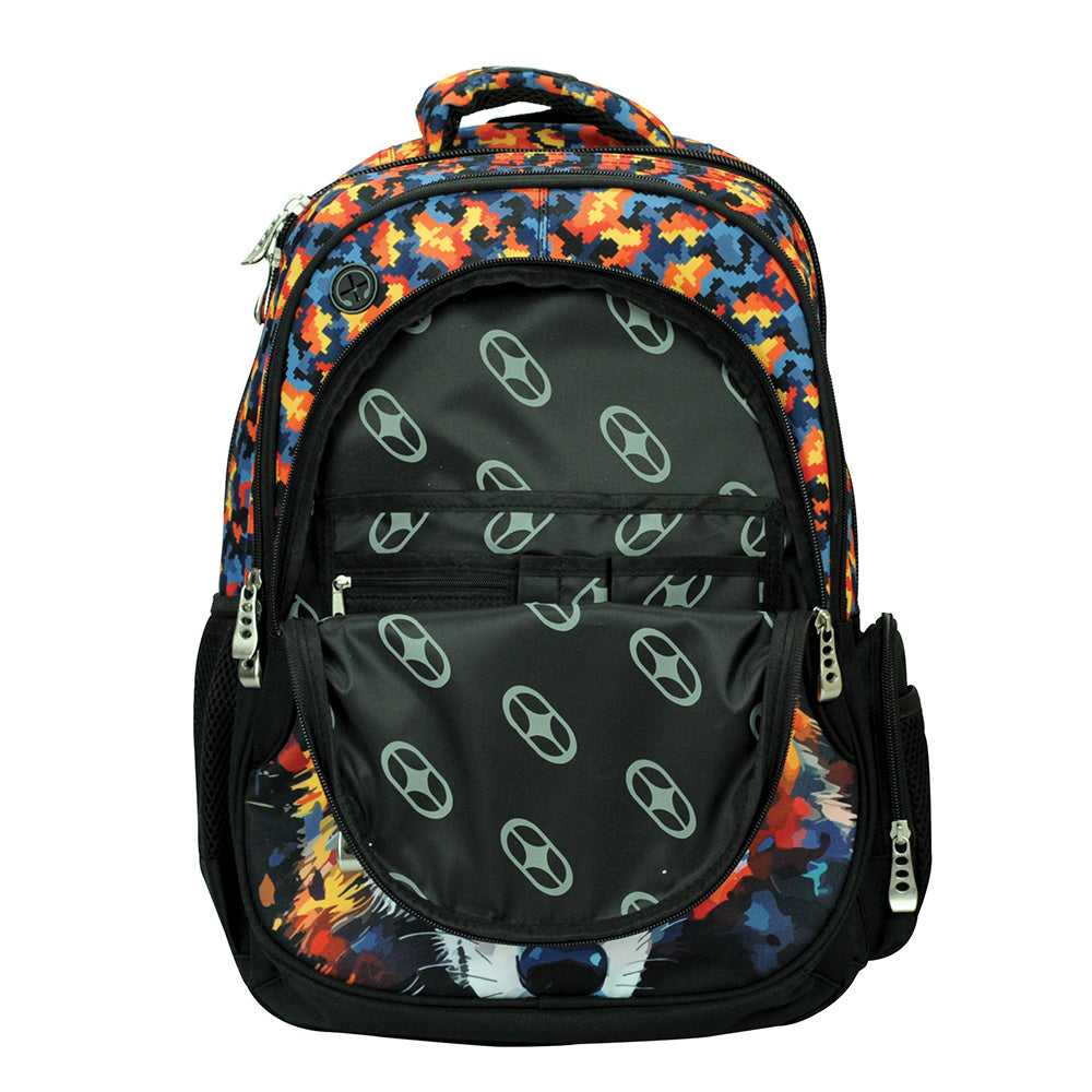 No Fear Backpack Oval Colored Wolf - Σχολική Τσάντα Πλάτης Δημοτικού 4 Θήκες