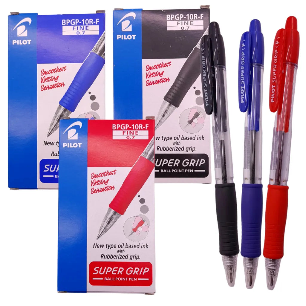 Pilot Supergrip Ballpoint Pen 0.7mm Fine Assorted Colors BPGP-10R-F - Στυλό Διαρκείας σε 3 Χρώματα