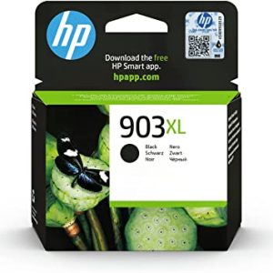 HP 903XL black ink cartridge packaging with green leaves on a white background