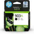 HP 903XL black ink cartridge packaging with green leaves on a white background