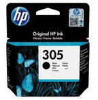 HP 305 black ink cartridge packaging with butterfly design on a black background