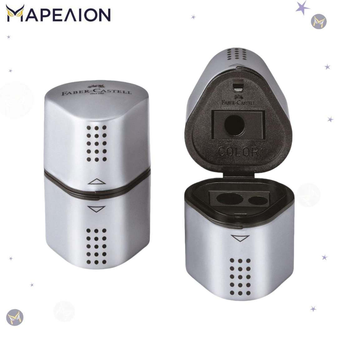 Ξύστρα Faber Castell Sharpener triple Grip, σε 4 Χρώματα, Τριπλή Ξύστρα Βαρελάκι Pencil Sharpener