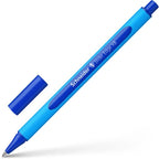 Blue Schneider pen with cap on a white background