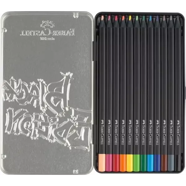 Faber-Castell Black Edition Colored Pencils 12Pcs Metal Tin - Ξυλομπογιές Μεταλλικό Κουτί
