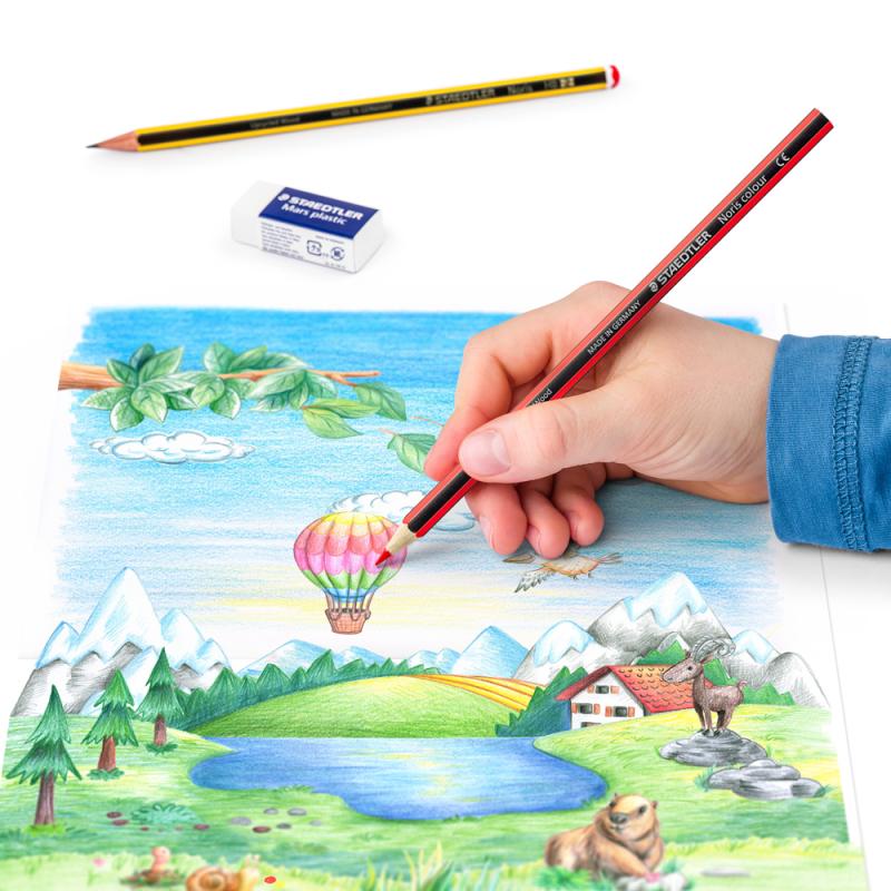 Staedtler Noris Colour Coloured Pencils 12pcs + Free Pencil & Eraser - Ξυλομπογιές 12 Τεμαχίων με Δώρο Μολύβι και Σβηστήρι