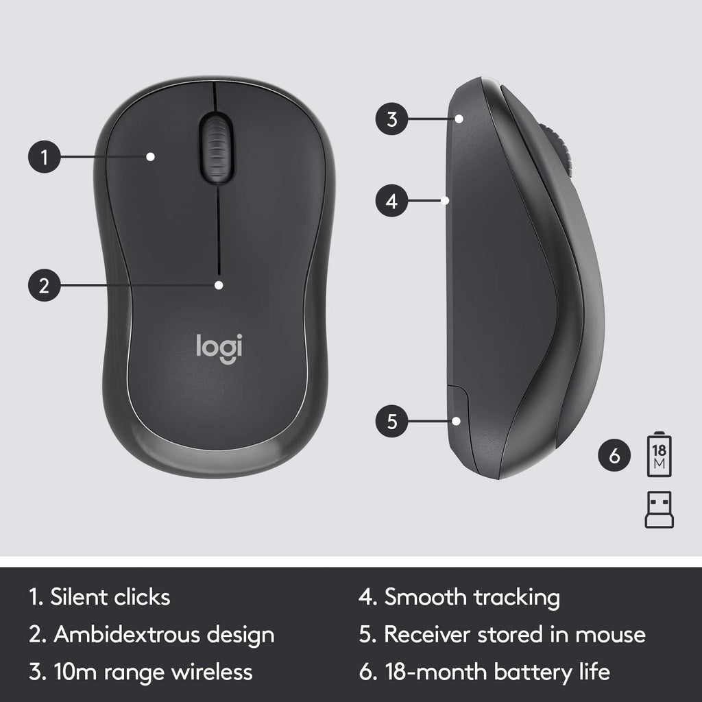 Logitech Keyboard+Mouse Set Wireless MK295 GR Silent (920-009871) - Ασύρματο Πληκτρολόγιο και Ποντίκι Σιωπηλό