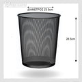 Desk Trash Can Metal Basket 26.5cm Black | Silver - Μεταλλικός Κάλαθος Γραφείου
