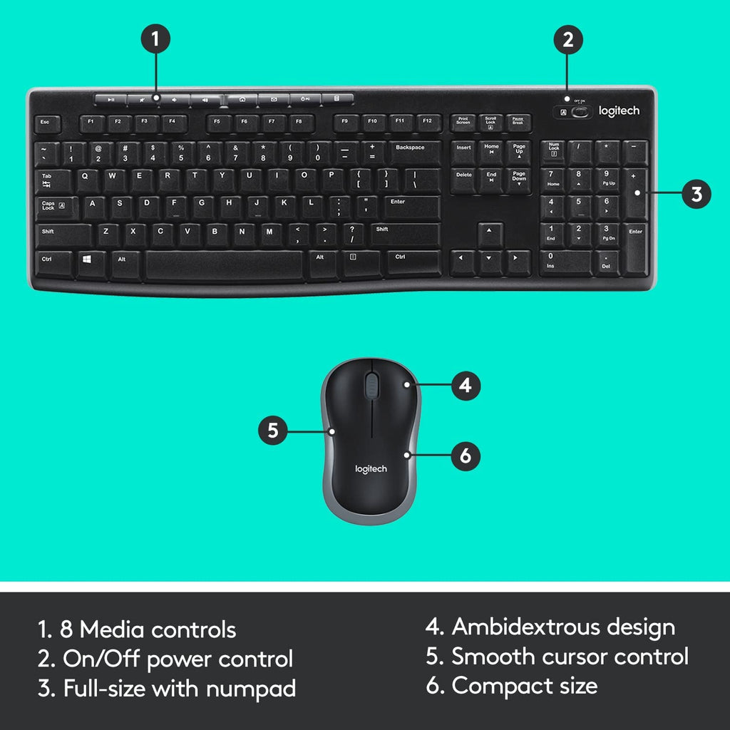 Logitech Wireless Combo MK270 Greek (920-004520) - Ασύρματο Πληκτρολόγιο και Ποντίκι Ελληνικά