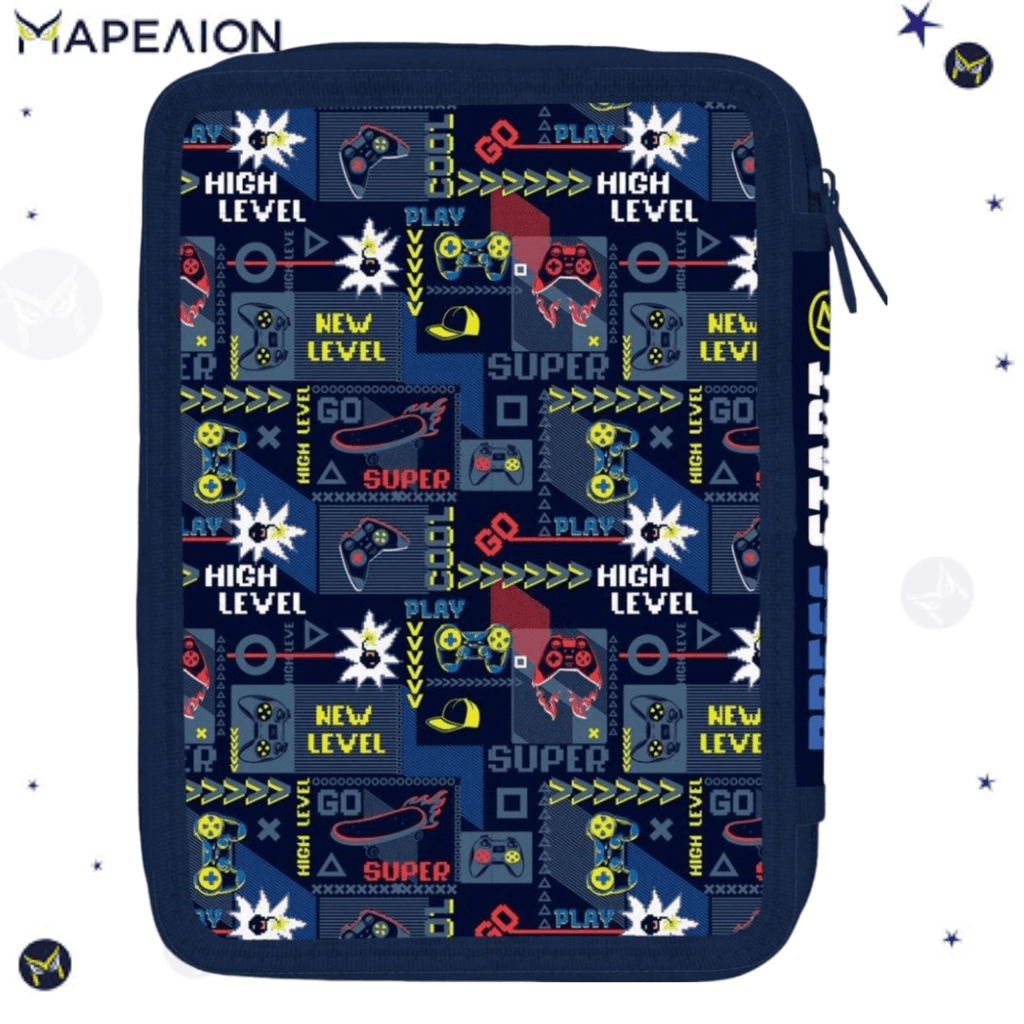 Κασετίνα γεμάτη 2 φερμουάρ Game Over Must Pencil Case 2 Zip Press Star Κασετίνα διπλή γεμάτη