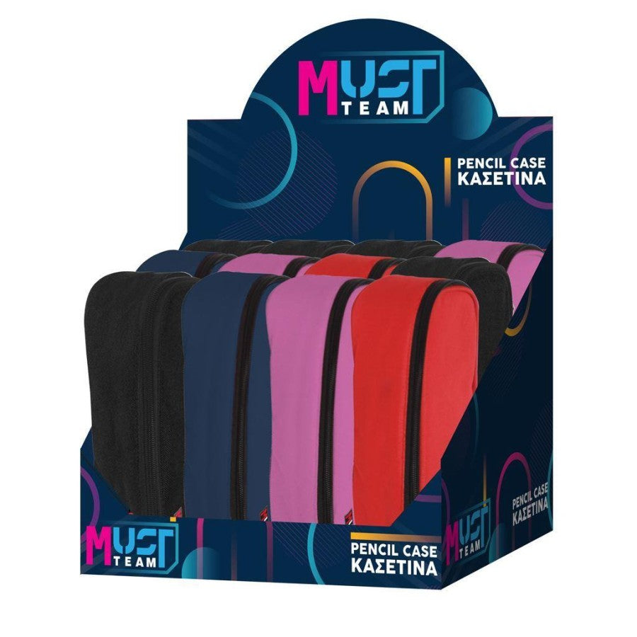 Must Pencil Case Oval Barrel 1 Compartment 4 Colors - Solid Color Oval Barrel School Pencil Case