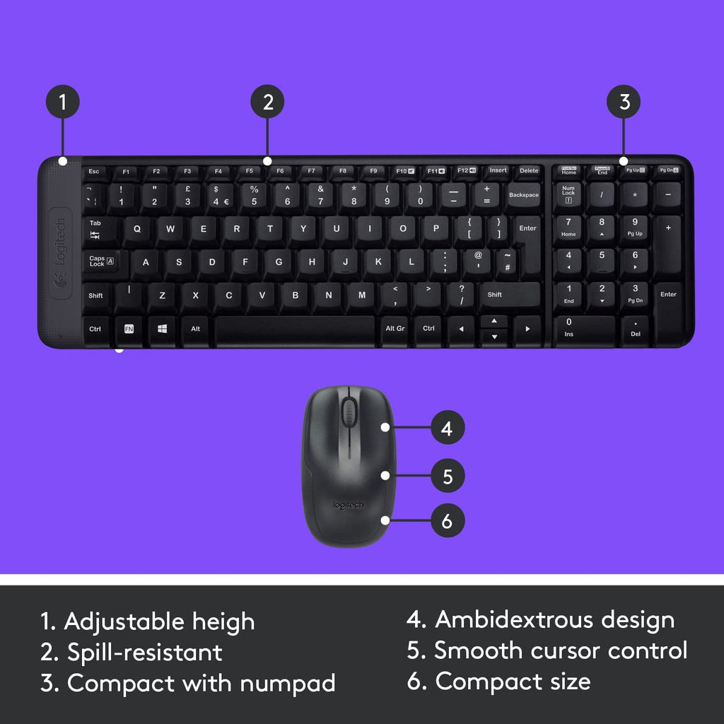 Logitech Wireless Keyboard + Mouse Set Combo MK220 Greek (920-003157) - Ασύρματο Πληκτρολόγιο και Ποντίκι Ελληνικά