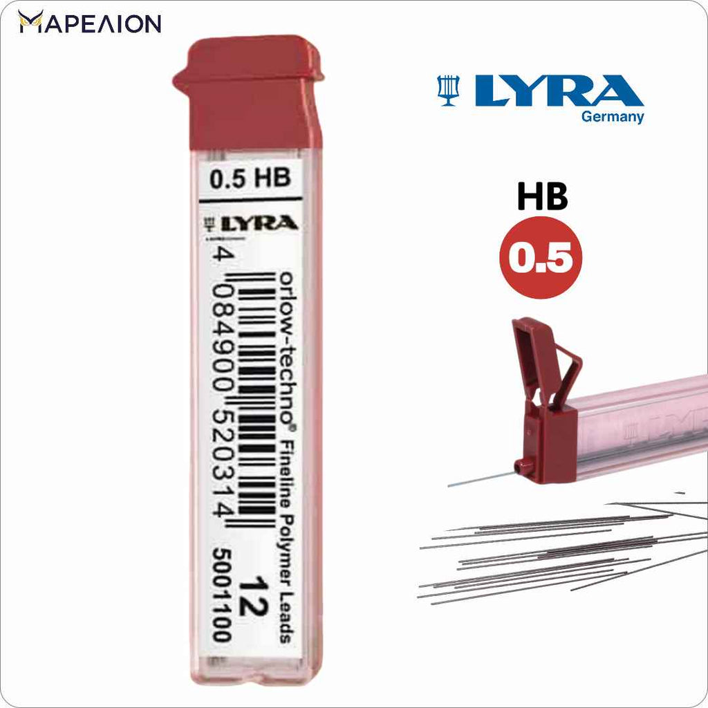 Lyra Mechanical Pencil Leads 0.5mm & 0.7mm HB 12pcs - Μύτες Μολυβόπεννας - Μηχανικό μολύβι