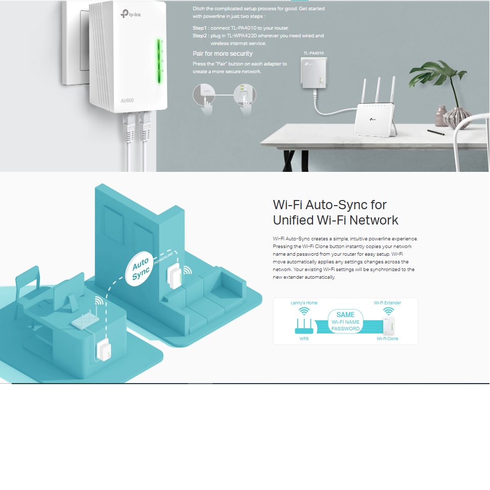 TP-LINK POWERLINE RANGE EXTENDER WPA 4220 KIT (2PCS) AV600 UK PLUG 4220 KIT