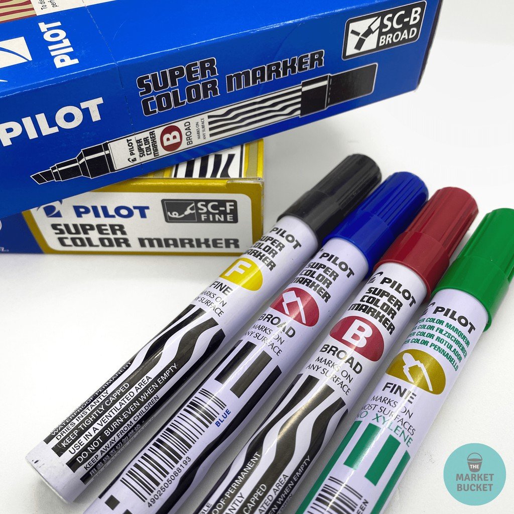 Pilot Permanent Marker Fine 3-4mm Assorted Colors - Μαρκαδόρος Ανεξίτηλος Σε 6 Χρώματα