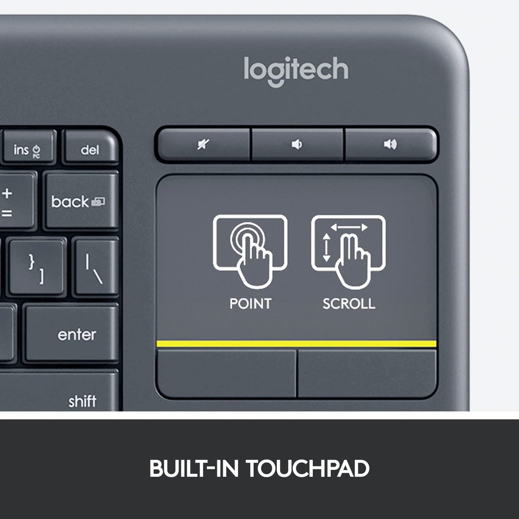 Logitech Keyboard Wireless Touch K400 US Black (920-007145) - Ασύρματο πληκτρολόγιο με touchpad
