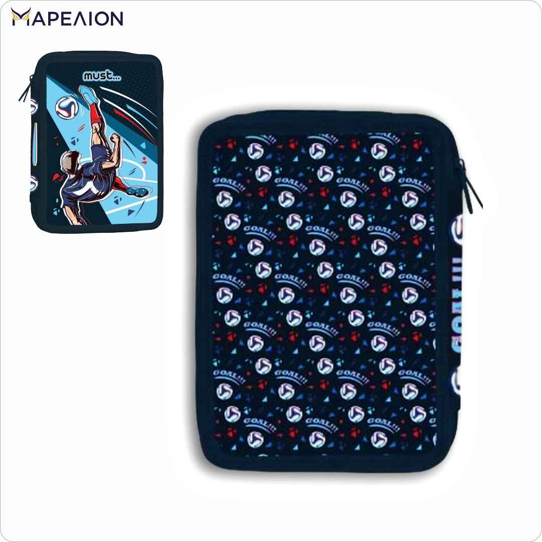 Κασετίνα γεμάτη 2 φερμουάρ Football Must Pencil Case 2 Zip Κασετίνα διπλή γεμάτη ποδόσφαιρο