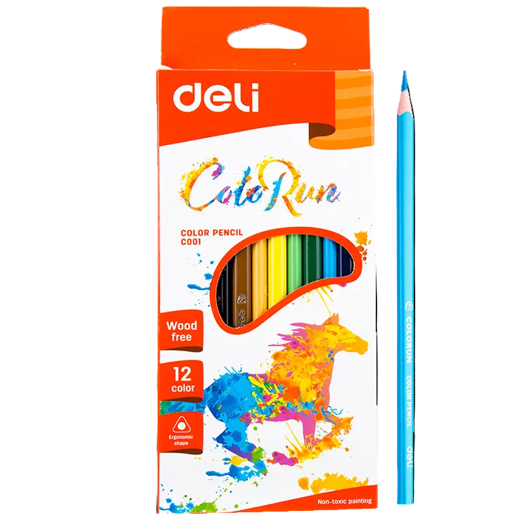 Deli Color Run color pencil set with a single pencil on a white background