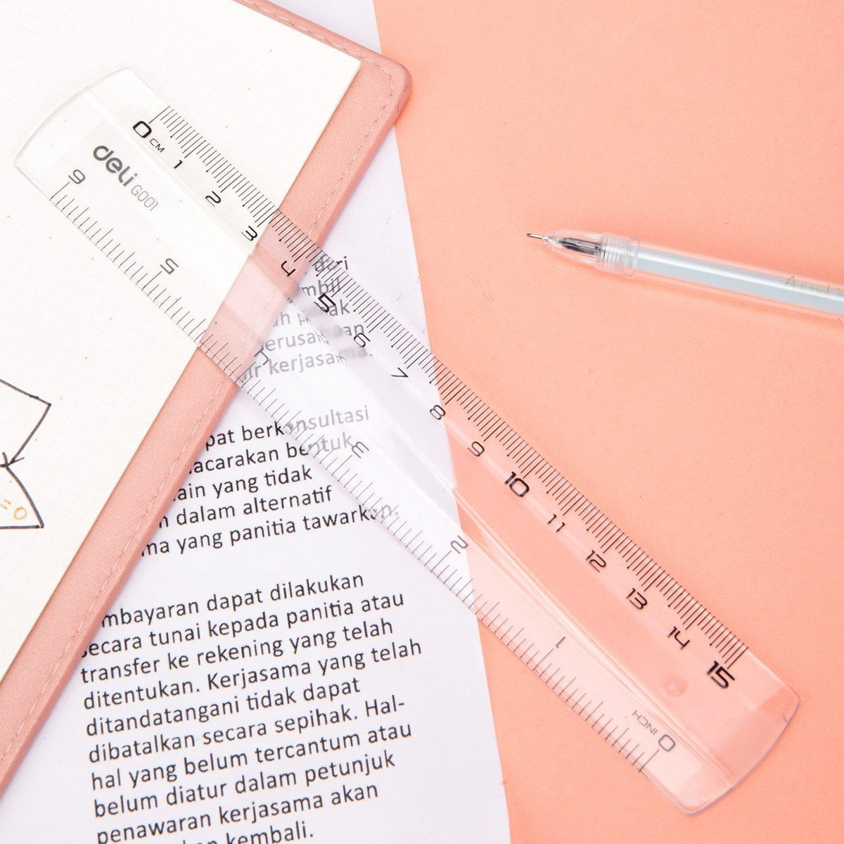 DELI Transparent Plastic Ruler 15cm - Διάφανος Πλαστικός Χάρακας