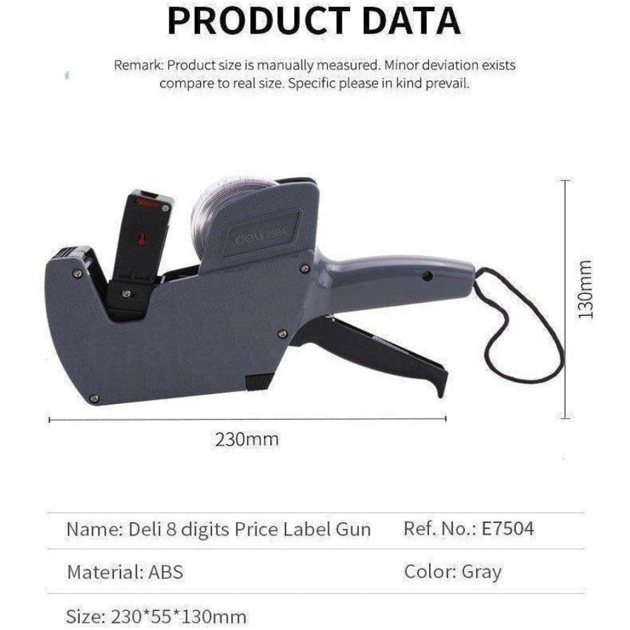 Deli 1-Line Price Label machine - Gun 8 Digits with Labels DL-E7504 - Μηχανή για Τιμές