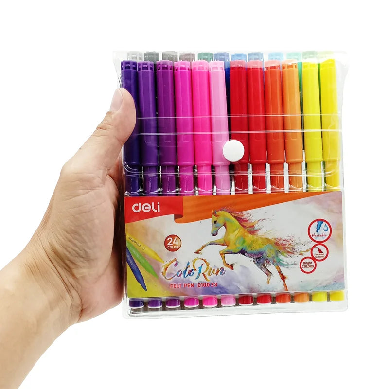Fine tip Markers Wallet 24 pcs - Μαρκαδόροι με βάση το νερό 24 χρωμάτων - Deli C10023