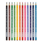 Set of colored pencils with decorative designs on a white background