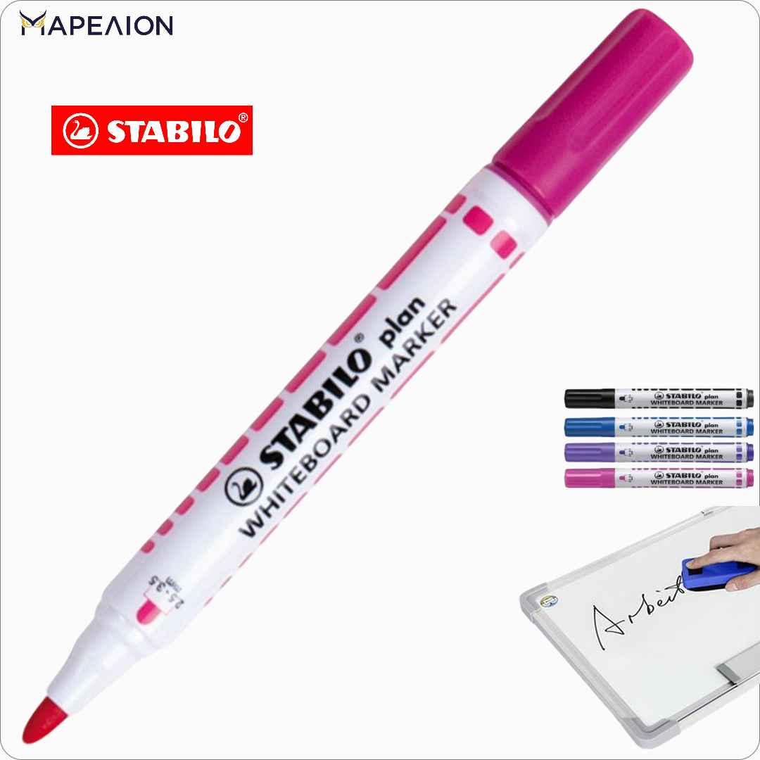 STABILO PLAN Whiteboard Marker Bullet tip 2.5-3.5mm , Μαρκαδόρος Ασπροπίνακα ΣΤΡΟΓΓΥΛΗ ΜΥΤΗ