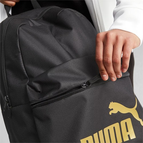 PUMA Phase Backpack 22L, Black and Gold - Σακίδιο Πλάτης Μαύρο με Χρυσό
